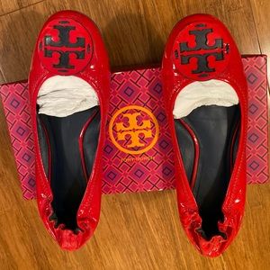Tory Burch red patent leather flats